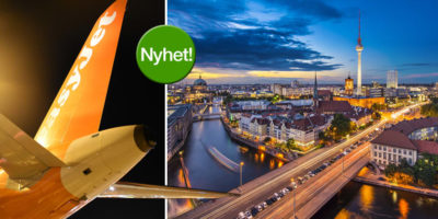 easyJet flygplan samt vy över Berlin